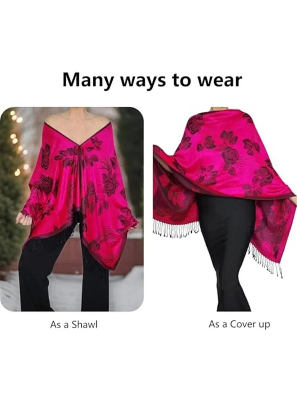Reversible Paisley Pashmina Shawl Wrap for Women Rave Scarf Vintage Jacquard